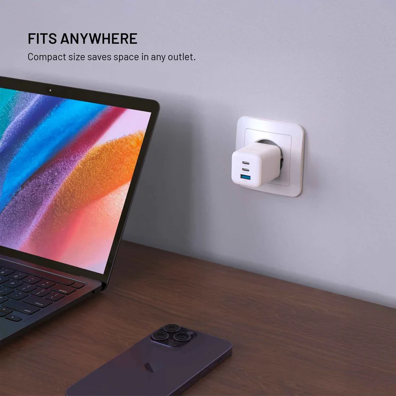 FIXED Super Fast Mini Charger 65 W 2xUSB-C PD + USB-A valkoinen - 8019061