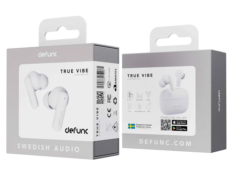 Defunc TRUE VIBE TWS Plugin In-Ear BT Kuuloke Valkoinen - 8071002