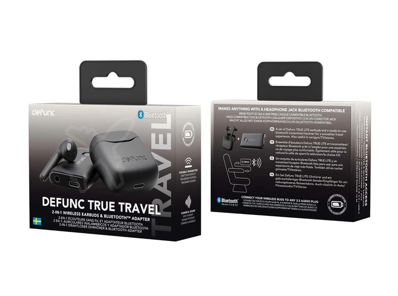 Defunc TRUE TRAVEL TWS 2in1 Hybrid In-Ear BT Kuuloke + Adapteri Musta - 8071447