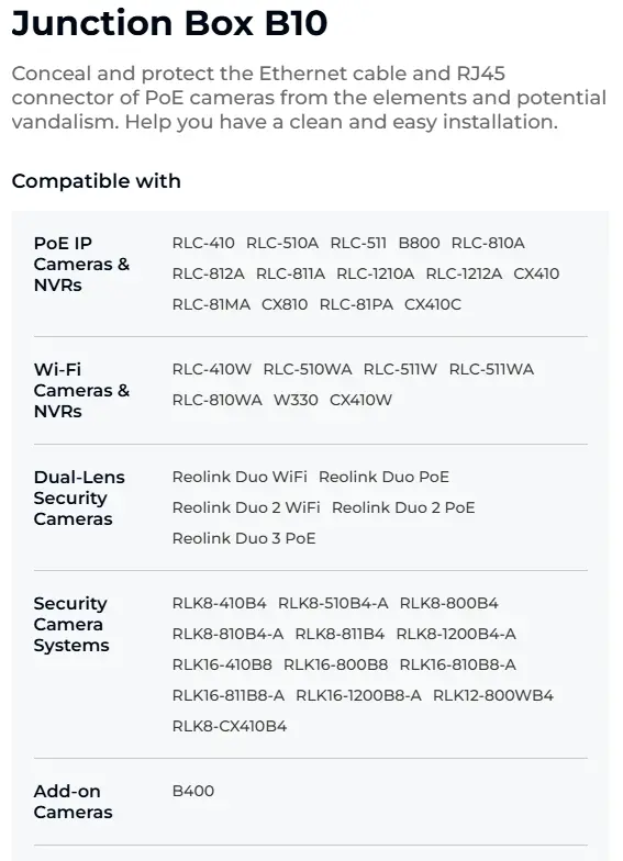 Reolink B10 kytkentärasia valkoinen - 8977575