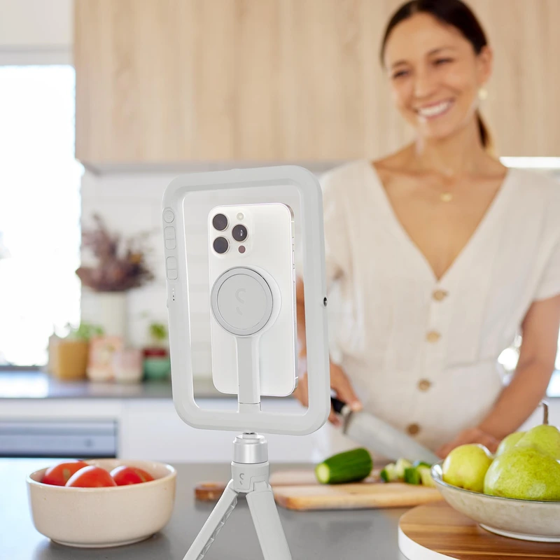 Shiftcam SnapStudio LED-valokehys akulla MagSafe-yhteensopiva Greige - 9350693