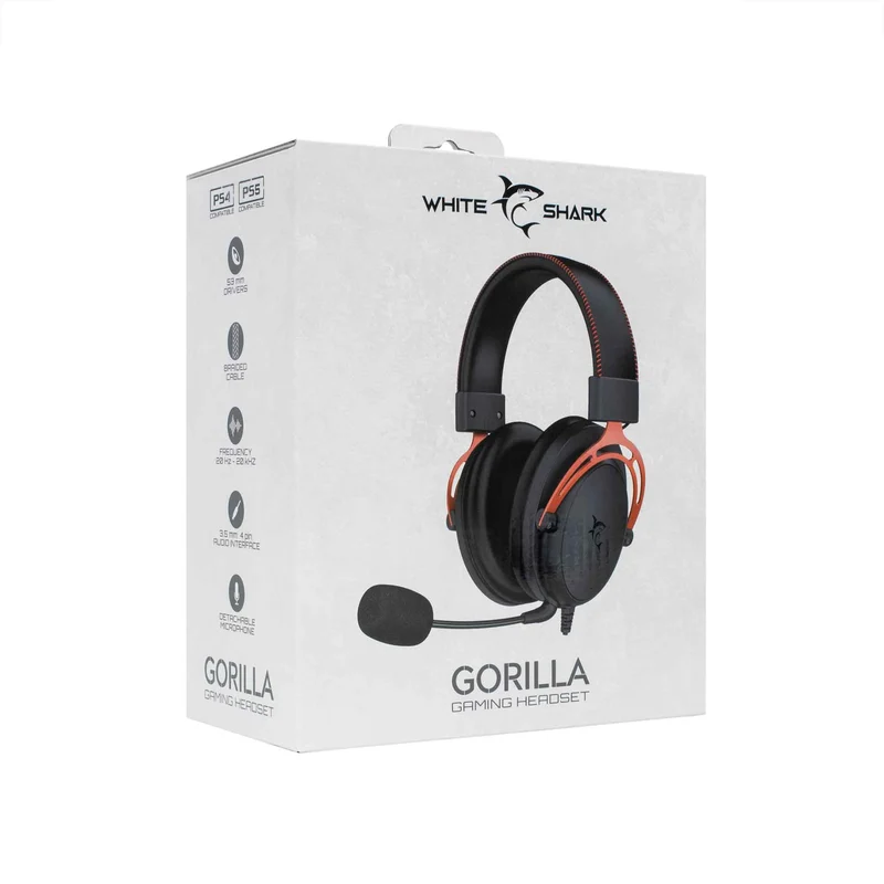 White Shark GORILLA Over-Ear Pelikuulokkeet Musta/Punainen - 9450240