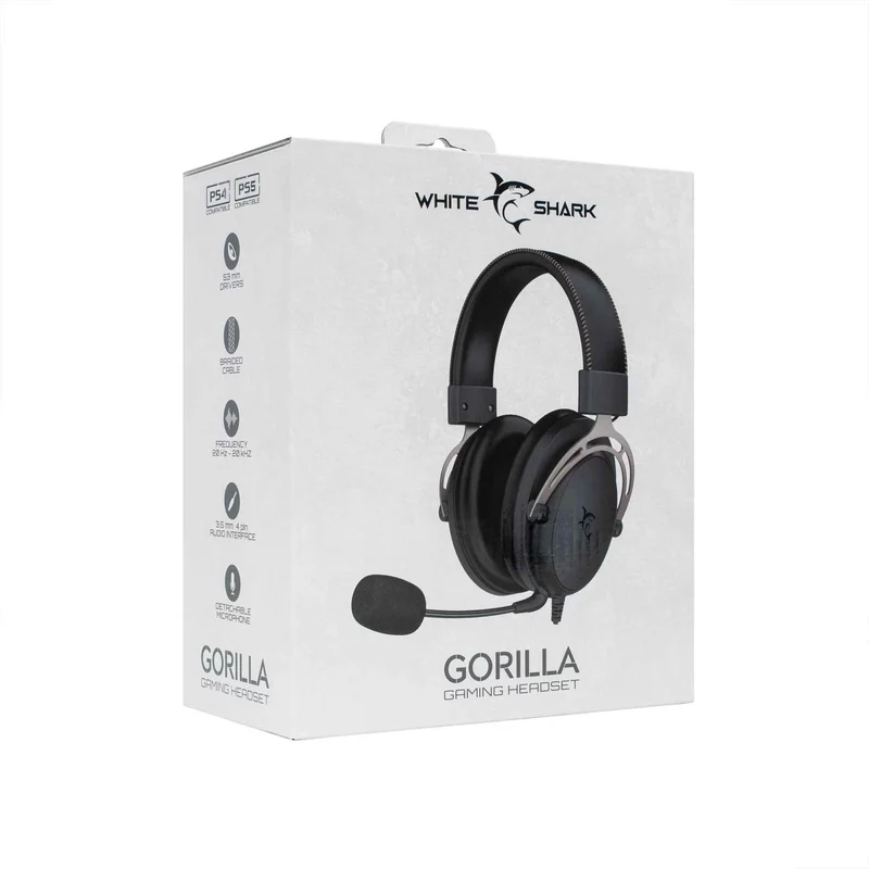 White Shark GORILLA Over-Ear Pelikuulokkeet Musta/Harmaa - 9450241
