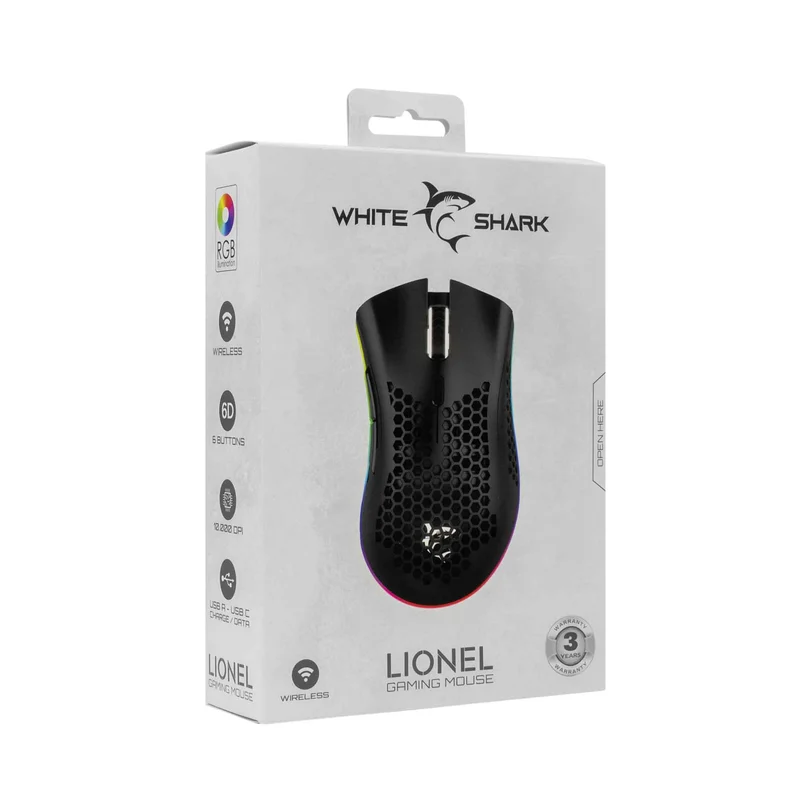 White Shark LIONEL Langattomat Pelihiiret 6D 10.000dpi Musta - 9450280
