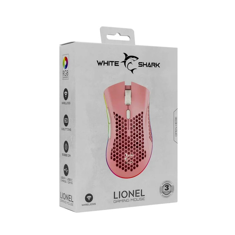 White Shark LIONEL Langattomat Pelihiiret 6D 10.000dpi Pinkki - 9450282