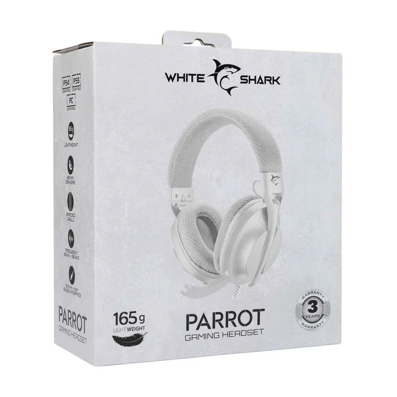 White Shark PARROT On-Ear Pelikuulokkeet Valkoinen/Harmaa - 9450503