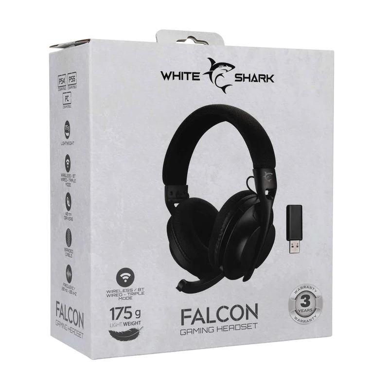 White Shark FALCON Langaton On-Ear Pelikuulokkeet Musta - 9450505