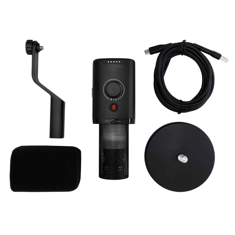 White Shark UDUKKU USB-C/XLR-Dynaaminen Mikrofoni Jalusta Mukaan Lukien Musta - 9450732