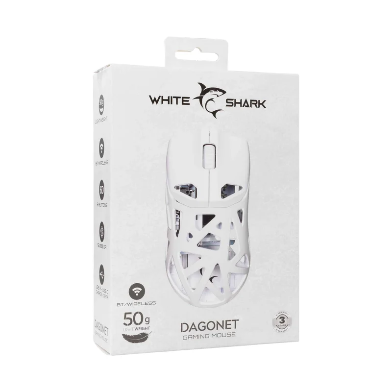 White Shark DAGONET Langattomat Pelihiiret 6D 24.000dpi Valkoinen - 9450736