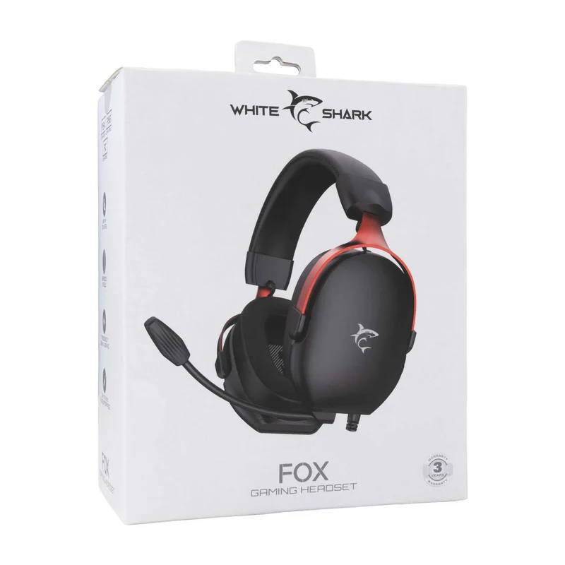 White Shark FOX Over-Ear Pelikuulokkeet Musta/Punainen - 9450738