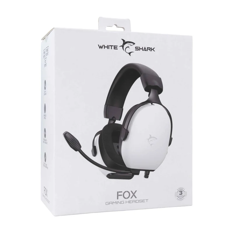 White Shark FOX Over-Ear Pelikuulokkeet Valkoinen/Musta - 9450739
