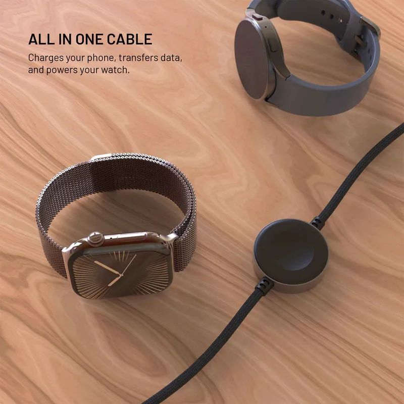FIXED USB-C-virtajohto Apple- ja Galaxy Watch -kelloille, 1,5 m, musta - 8019220