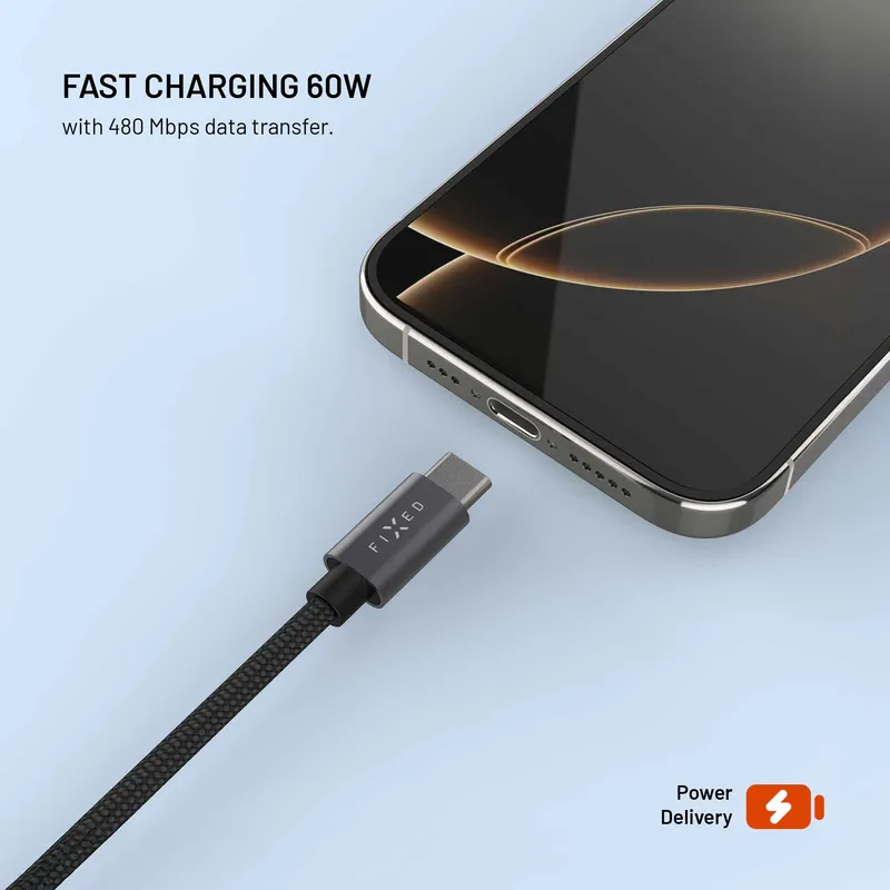 FIXED USB-C-virtajohto Apple- ja Galaxy Watch -kelloille, 1,5 m, musta - 8019220