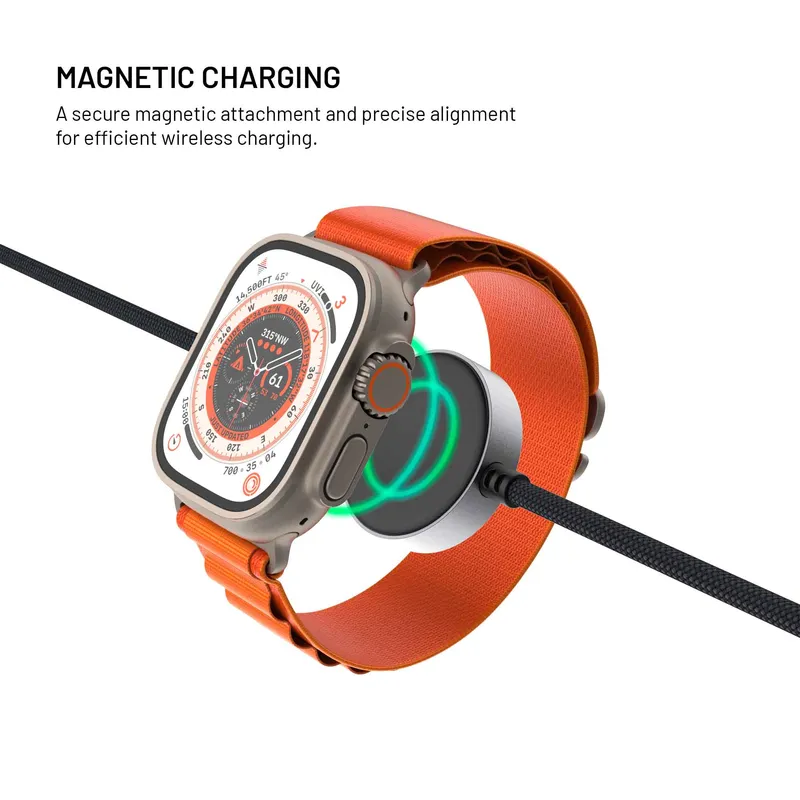 FIXED USB-C-virtajohto Apple- ja Galaxy Watch -kelloille, 1,5 m, musta - 8019220