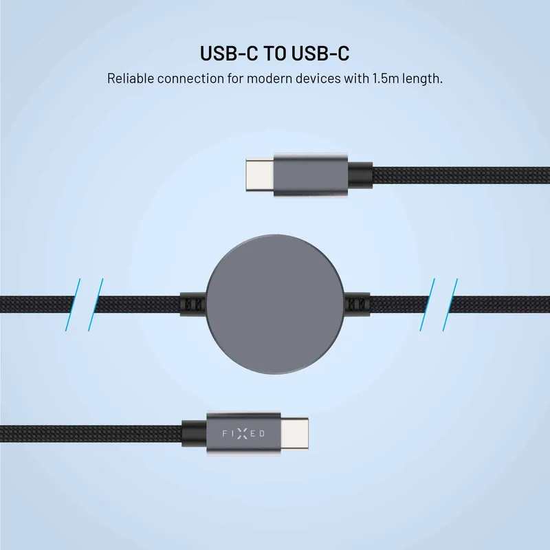 FIXED USB-C-virtajohto Apple- ja Galaxy Watch -kelloille, 1,5 m, musta - 8019220