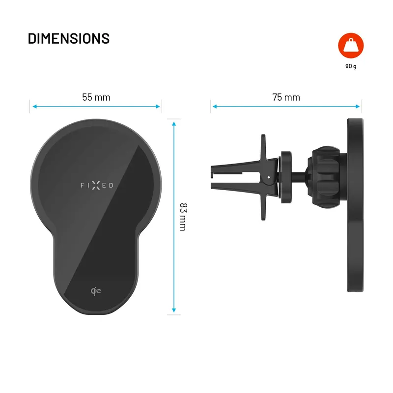 FIXED MagClick2 15W QI2 Puhelinteline ilmanvaihtoritilään - 8018846
