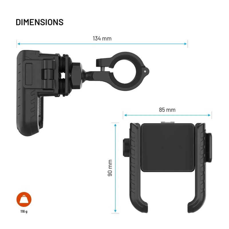 FIXED Bikee Anti-Shock Puhelimen pyöräteline Musta - 8019208