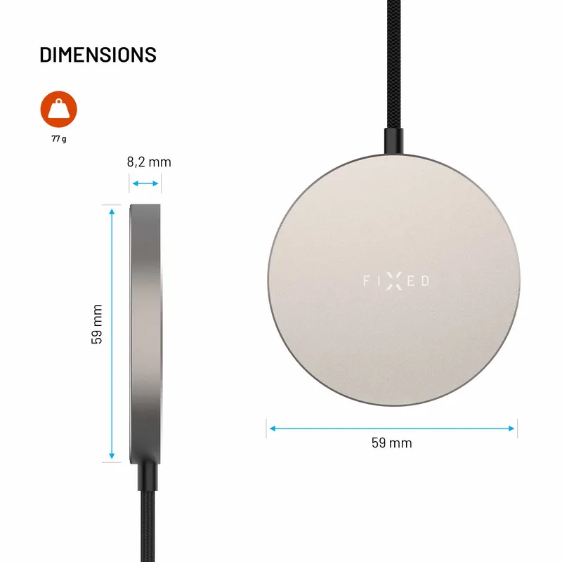 FIXED MagPad Slim Qi2.2 25 W langaton laturi, titaani - 8019268