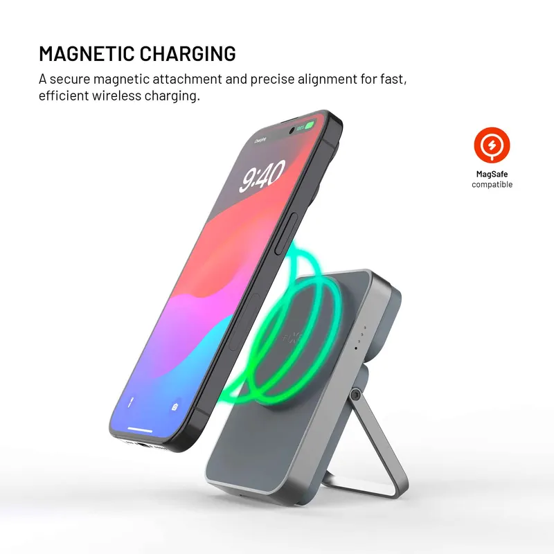 FIXED MagZen 5 Stand Qi2 20W Varavirta 5000mAh Apple Watch laturilla Harmaa - 8018895