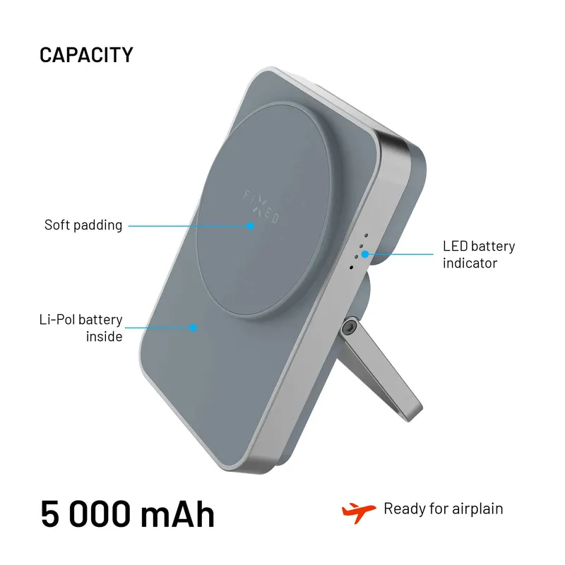 FIXED MagZen 5 Stand Qi2 20W Varavirta 5000mAh Apple Watch laturilla Harmaa - 8018895