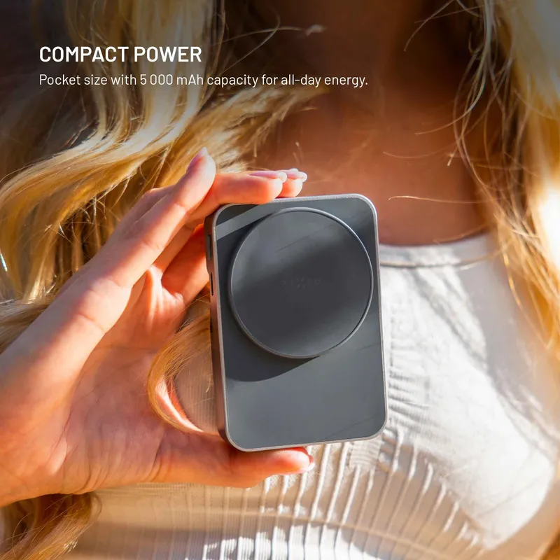 FIXED MagZen 5 Stand Qi2 20W Varavirta 5000mAh Apple Watch laturilla Harmaa - 8018895