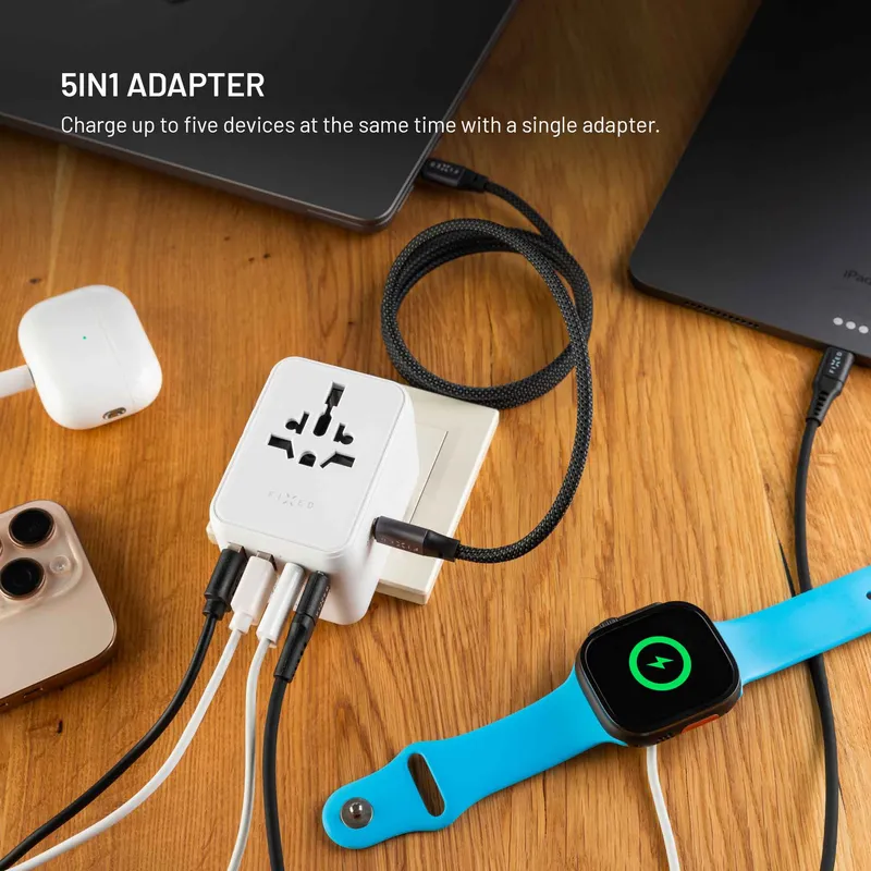 FIXED Matkalaturi USB-C/-A 70W EU/UK/USA/AUS Valkoinen - 8018910