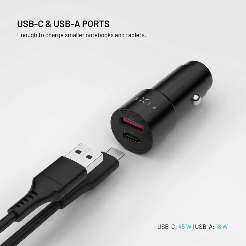 FIXED Super Fast 63W USB-A/C Autolaturi Musta - 8019266