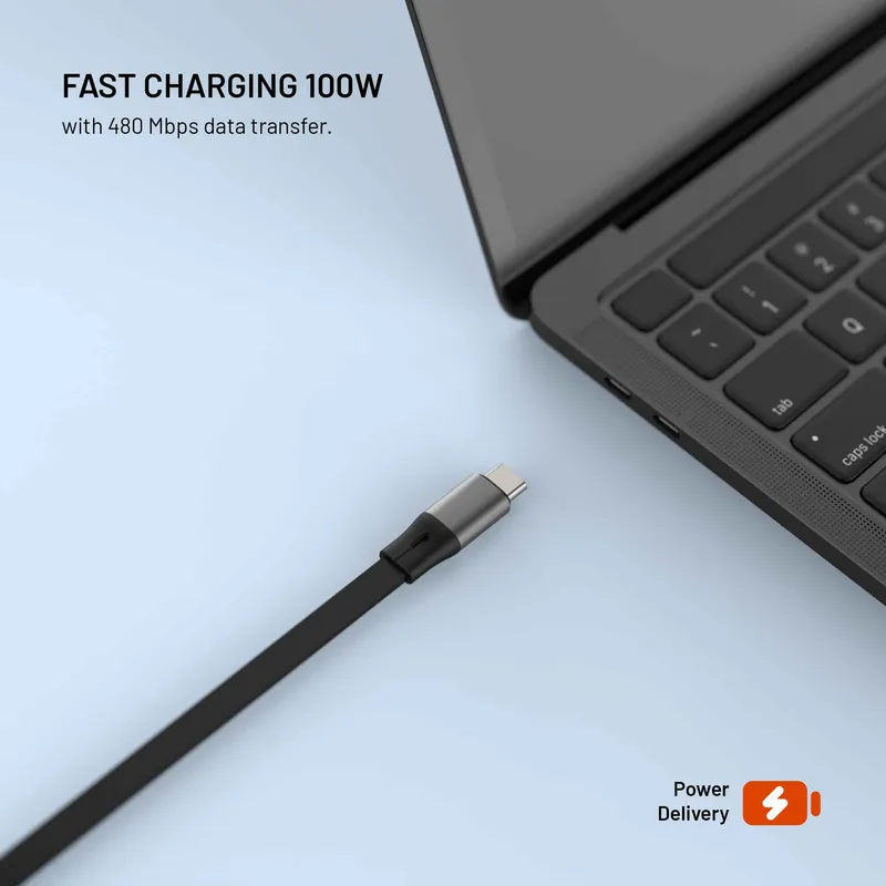 FIXED Ulosvedettävä USB-C/C 100W Kaapeli 1m musta - 8019232