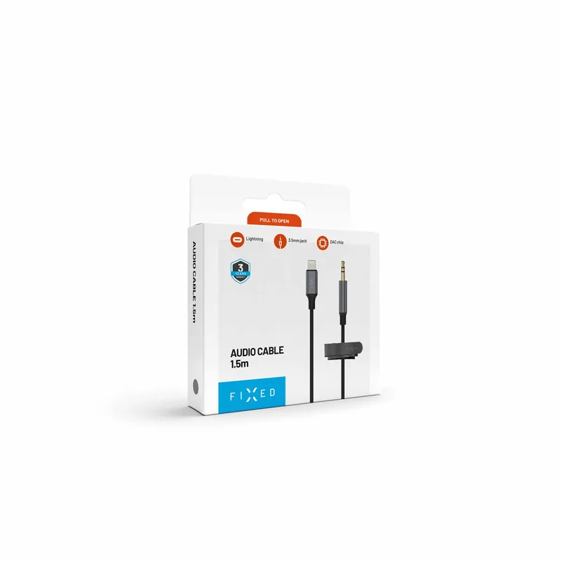 FIXED Link Premium Lightning - 3.5mm uros kaapeli 1.5m Tummanharmaa - 8019297