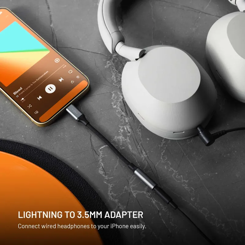 FIXED Link Premium Lightning - 3.5mm adapteri Tummanharmaa - 8019300