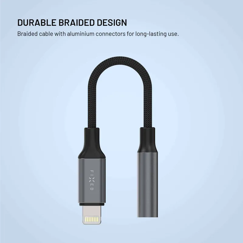 FIXED Link Premium Lightning - 3.5mm adapteri Tummanharmaa - 8019300