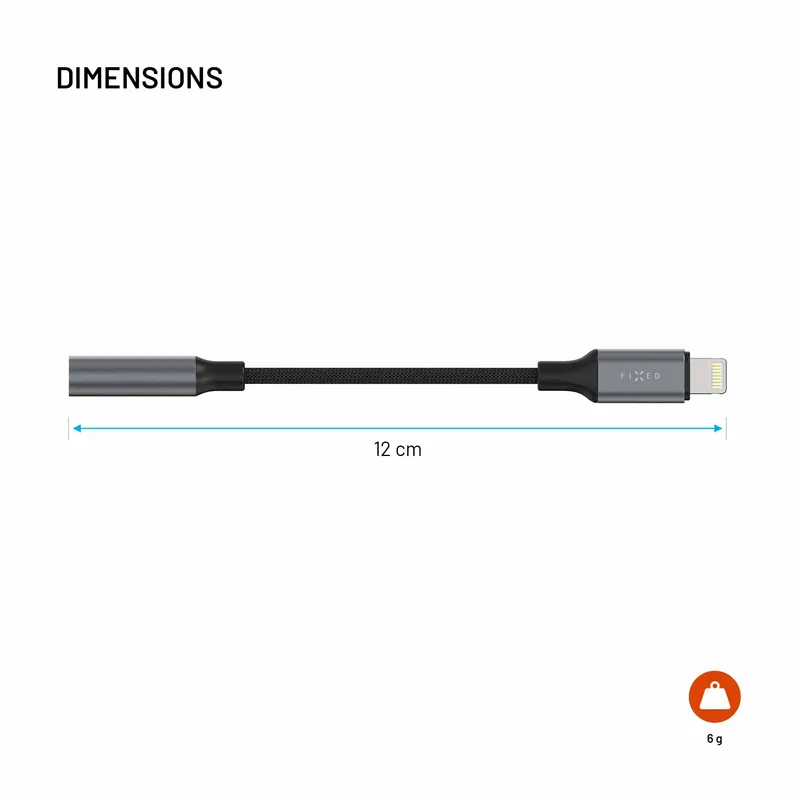 FIXED Link Premium Lightning - 3.5mm adapteri Tummanharmaa - 8019300