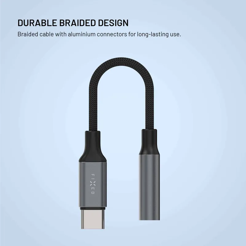 FIXED Link Premium USB-C - 3.5mm adapteri Tummanharmaa - 8019301