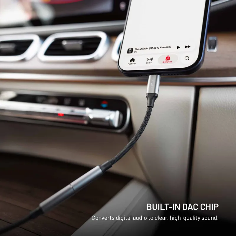 FIXED Link Premium USB-C - 3.5mm adapteri Tummanharmaa - 8019301