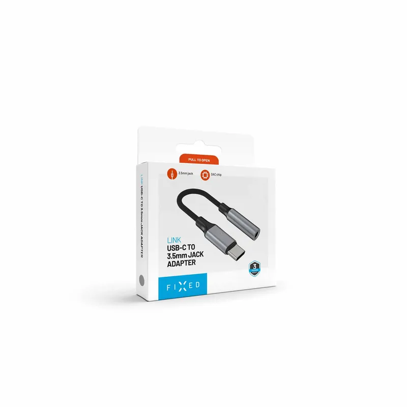 FIXED Link Premium USB-C - 3.5mm adapteri Tummanharmaa - 8019301