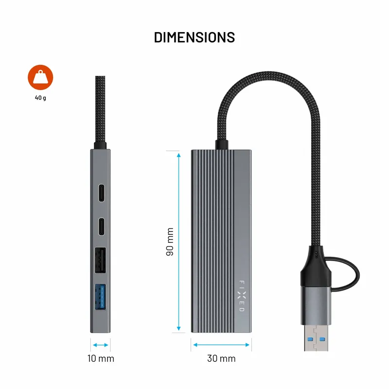 FIXED Hub Port 4in1 Multiport USB-C Hub Hopea - 8019407