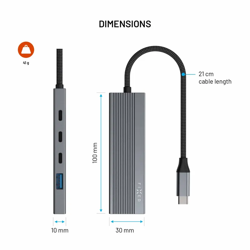 FIXED Hub Core 5in1 Multiport USB-C Hub 4K/60 Hz 100W Hopea - 8019408