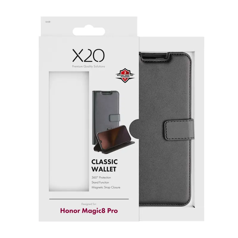 X2O Classic Wallet Lompakkokotelo Honor Magic8 Pro Musta - 3410109