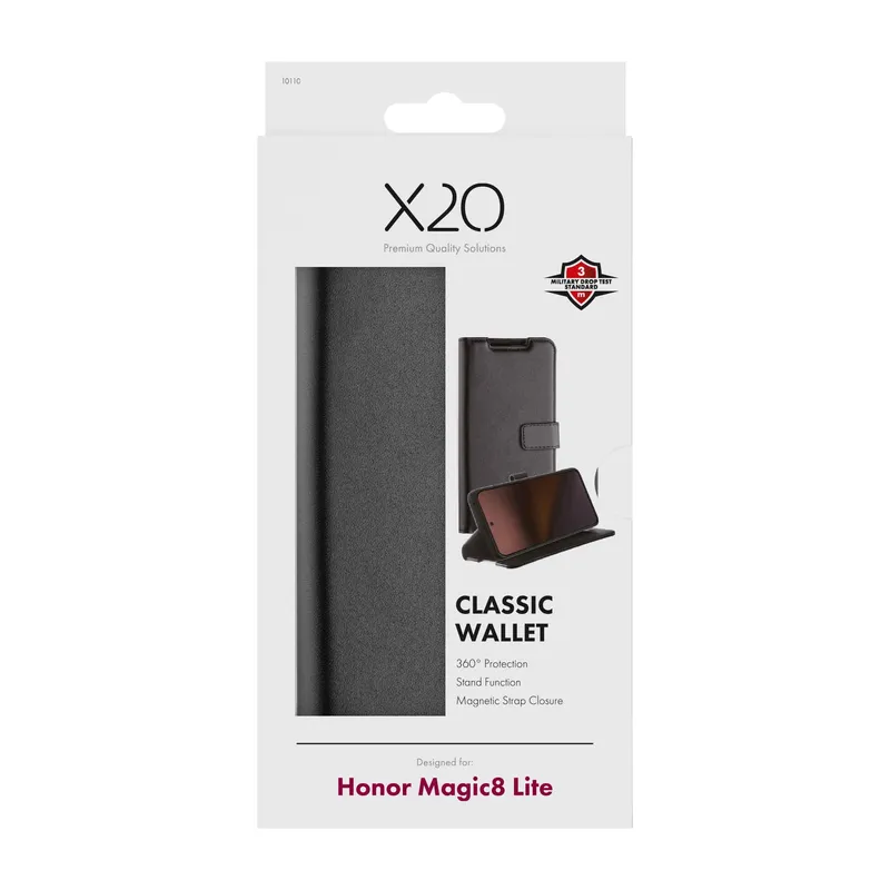 X2O Classic Wallet Lompakkokotelo Honor Magic8 Lite Musta - 3410110