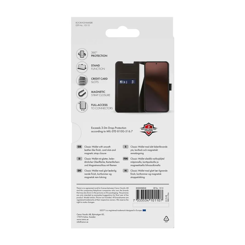 X2O Classic Wallet Lompakkokotelo Honor Magic8 Lite Musta - 3410110