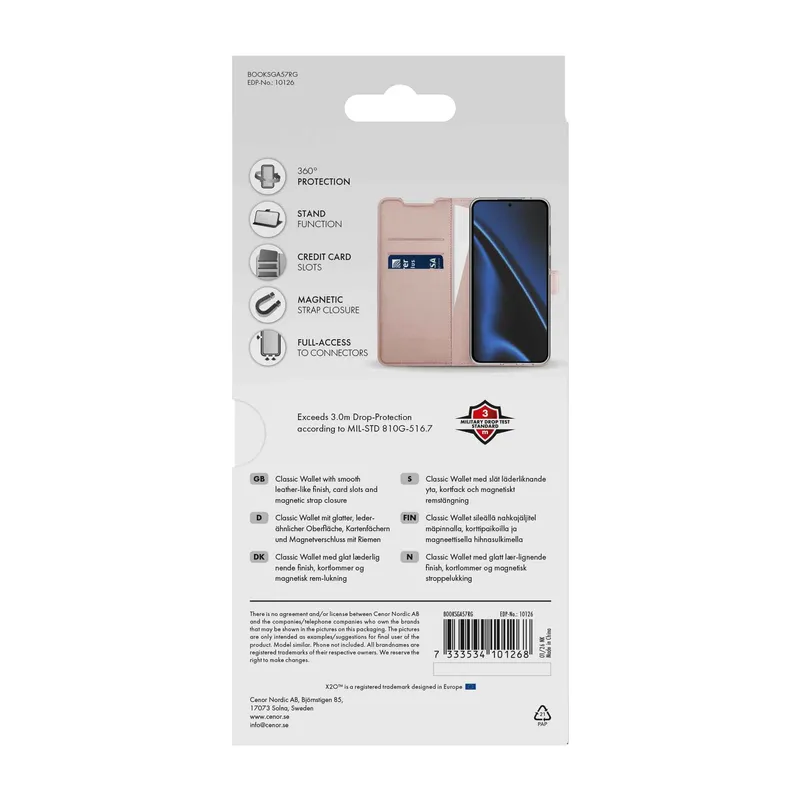 X2O Classic Wallet Lompakkokotelo Samsung Galaxy A57 5G Rose Gold - 3410126