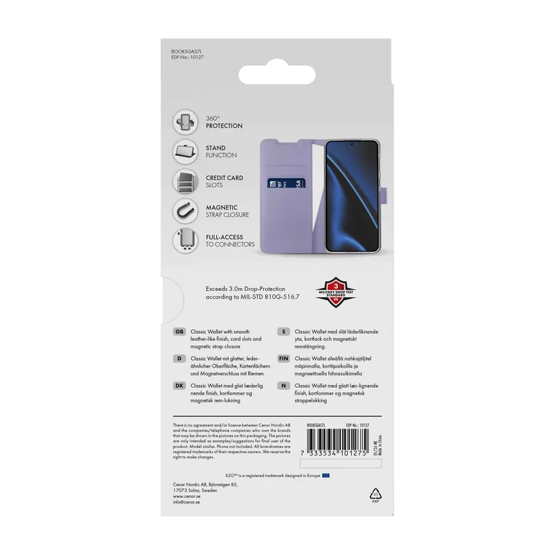 X2O Classic Wallet Lompakkokotelo Samsung Galaxy A57 5G Lavender - 3410127