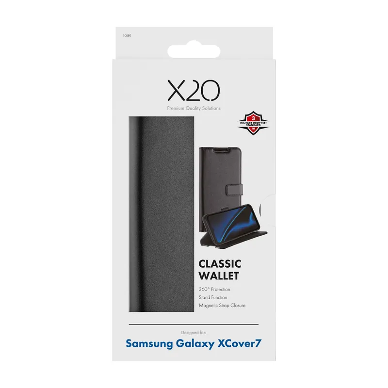 X2O Classic Wallet Lompakkokotelo Samsung Galaxy Xcover7 Musta - 3410089