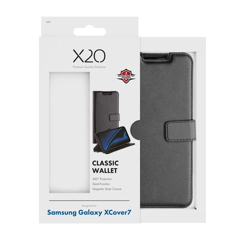 X2O Classic Wallet Lompakkokotelo Samsung Galaxy Xcover7 Musta - 3410089