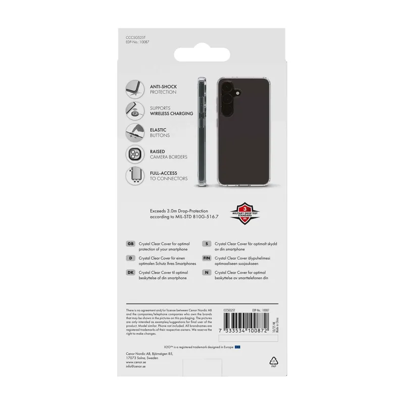 X2O Crystal Clear Suojakuori Samsung Galaxy S25 Kirkas - 3410087