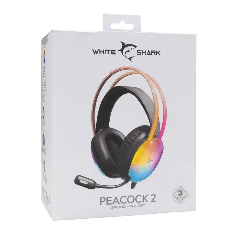 White Shark PEACOCK-2 Over-Ear RGB Pelikuuloke Musta - 9450743