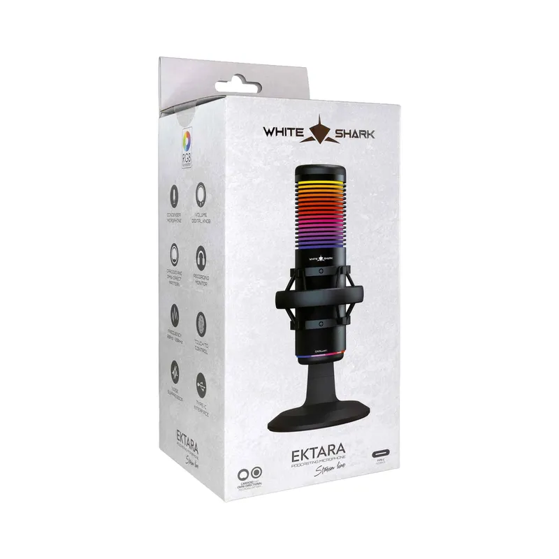 White Shark EKTARA RGB USB Mikrofoni Musta - 9450966