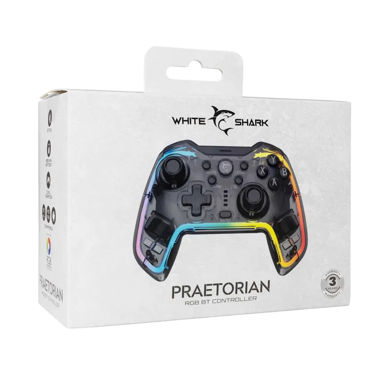 White Shark PRAETORIAN BT RGB Peliohjain Kirkas/Musta - 9450681