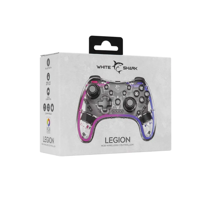 White Shark LEGION BT RGB Peliohjain Kirkas/Musta - 9383759