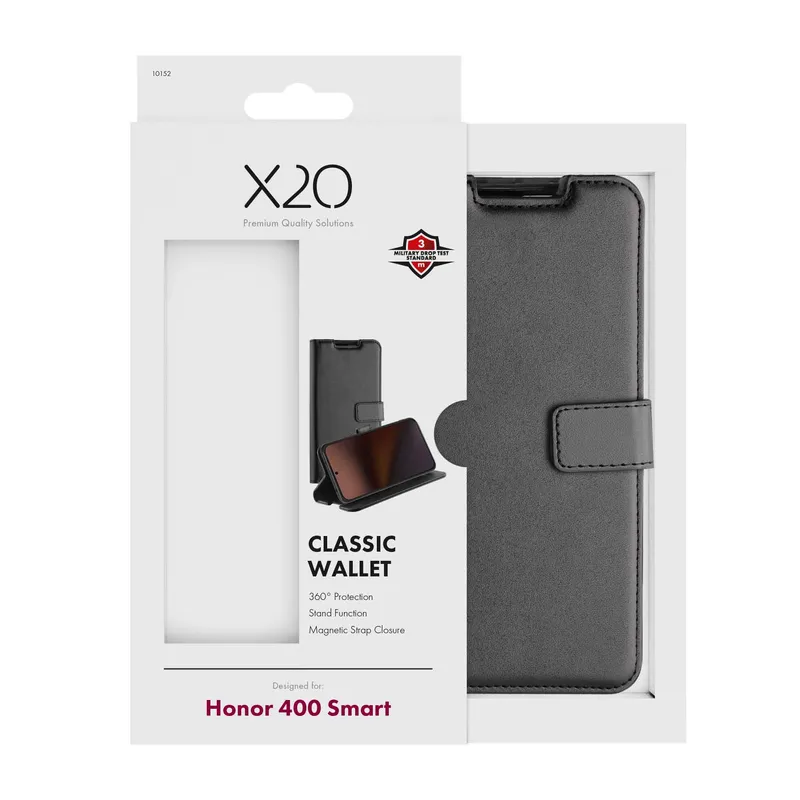X2O Classic Wallet Lompakkokotelo Honor 400 Smart Musta - 3410152